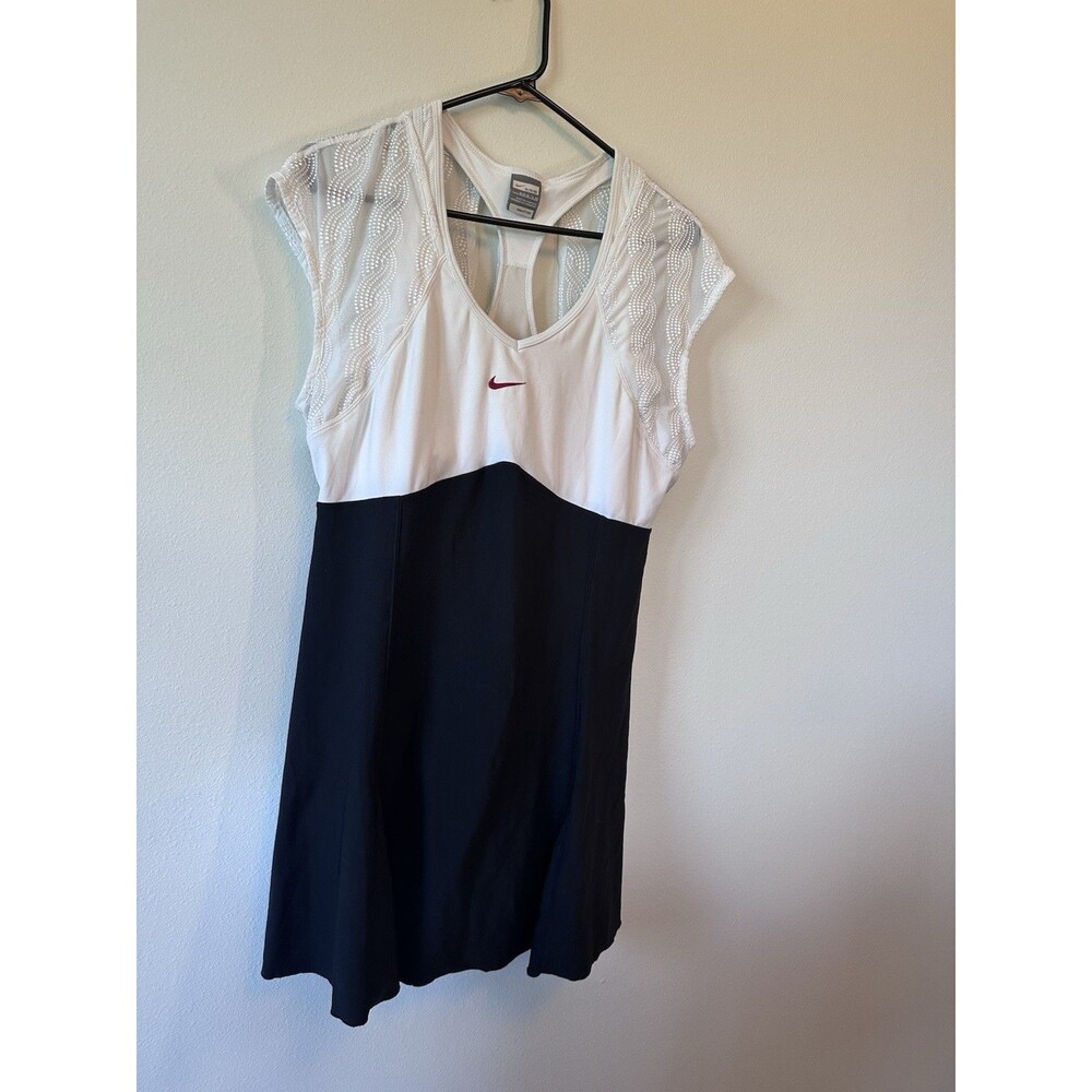 RARE Nike Maria Sharapova Tennis Dress White Black Lace Mesh Panel Dri Fit Sz XL